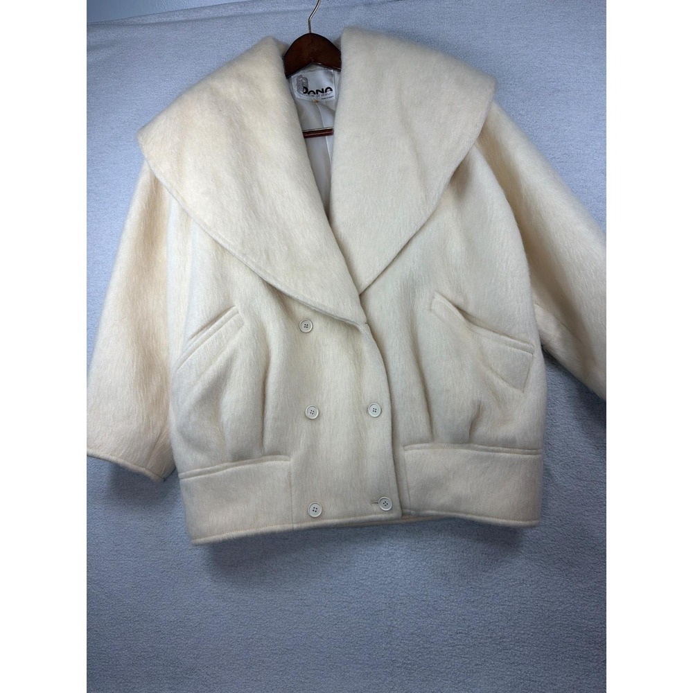 Vtg 80s Dana Cote d'Azur Cream Llama Wool Short Jacket Sailor Cape Collar France
